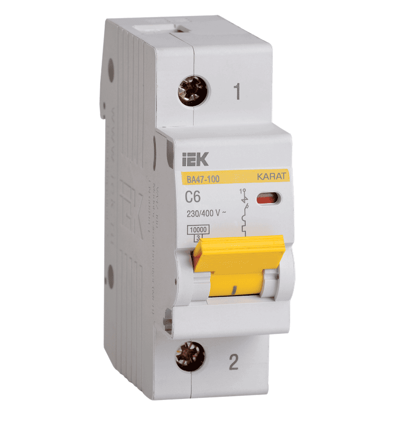Автоматический выключатель 1Р ВА47-100 6 А 10 кА, характеристика C