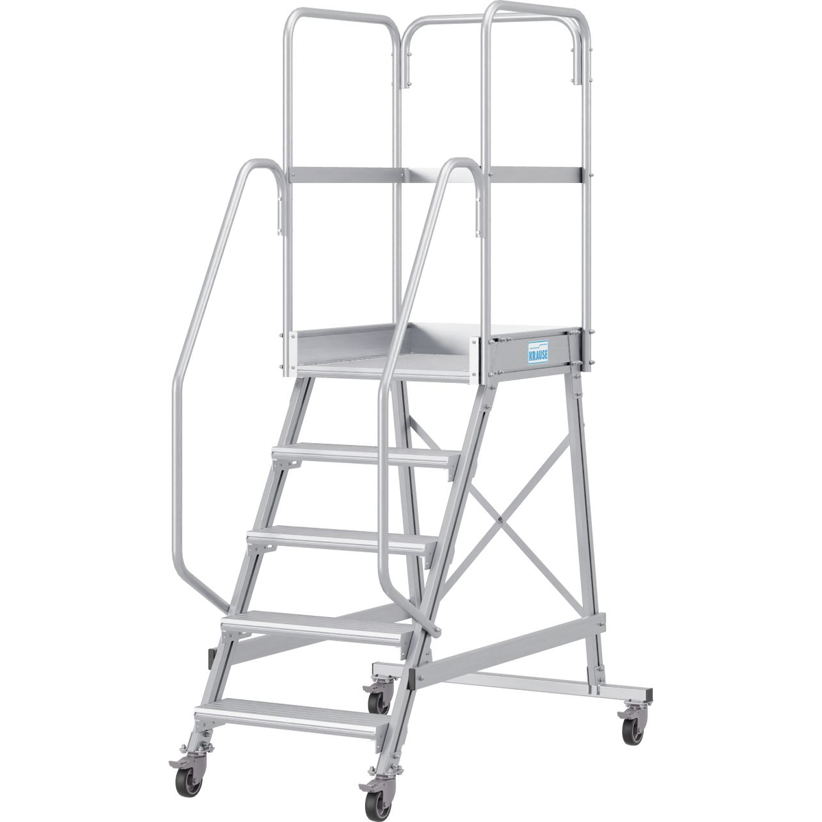 Лестница с площадкой 5 ступеней алюминиевая стремянка