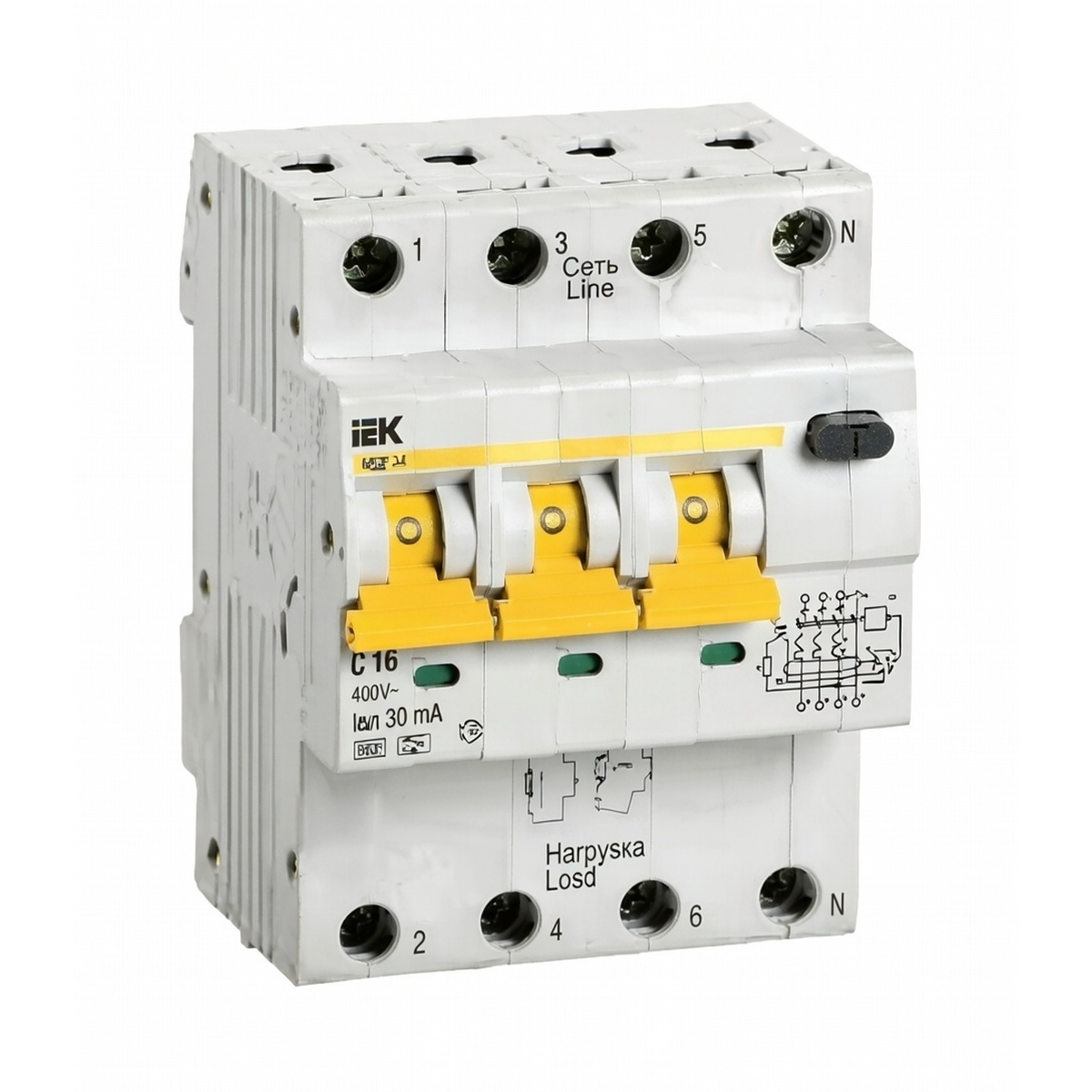 Автоматический выключатель дифференциального тока АВДТ34 C16 30 мА