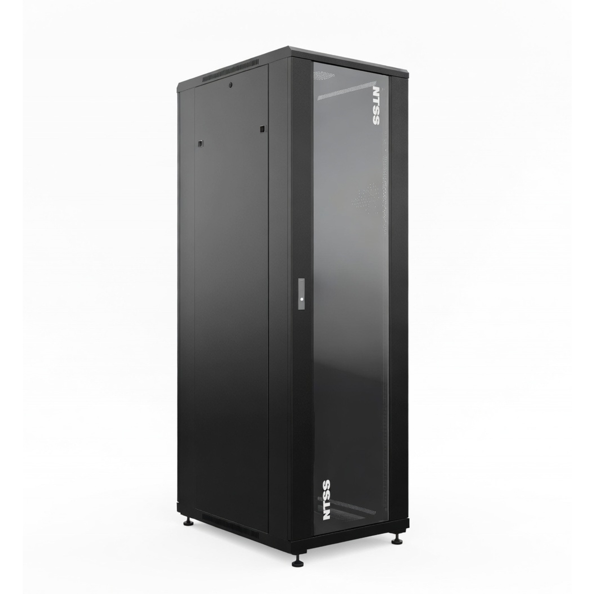 Напольный серверный шкаф 19" NTSS R 32U 600х600 мм, стекло+металл, съемные боковые стенки, черный RAL 9005