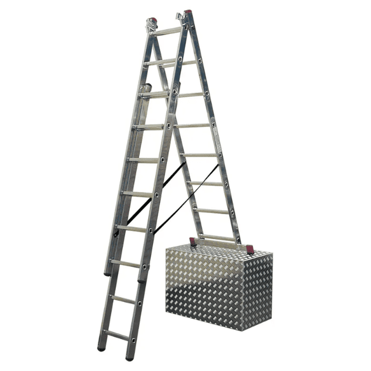 Лестница трехсекционная универсальная 3х8 с дополнительной функцией Krause Corda – алюминиевая, раскладная