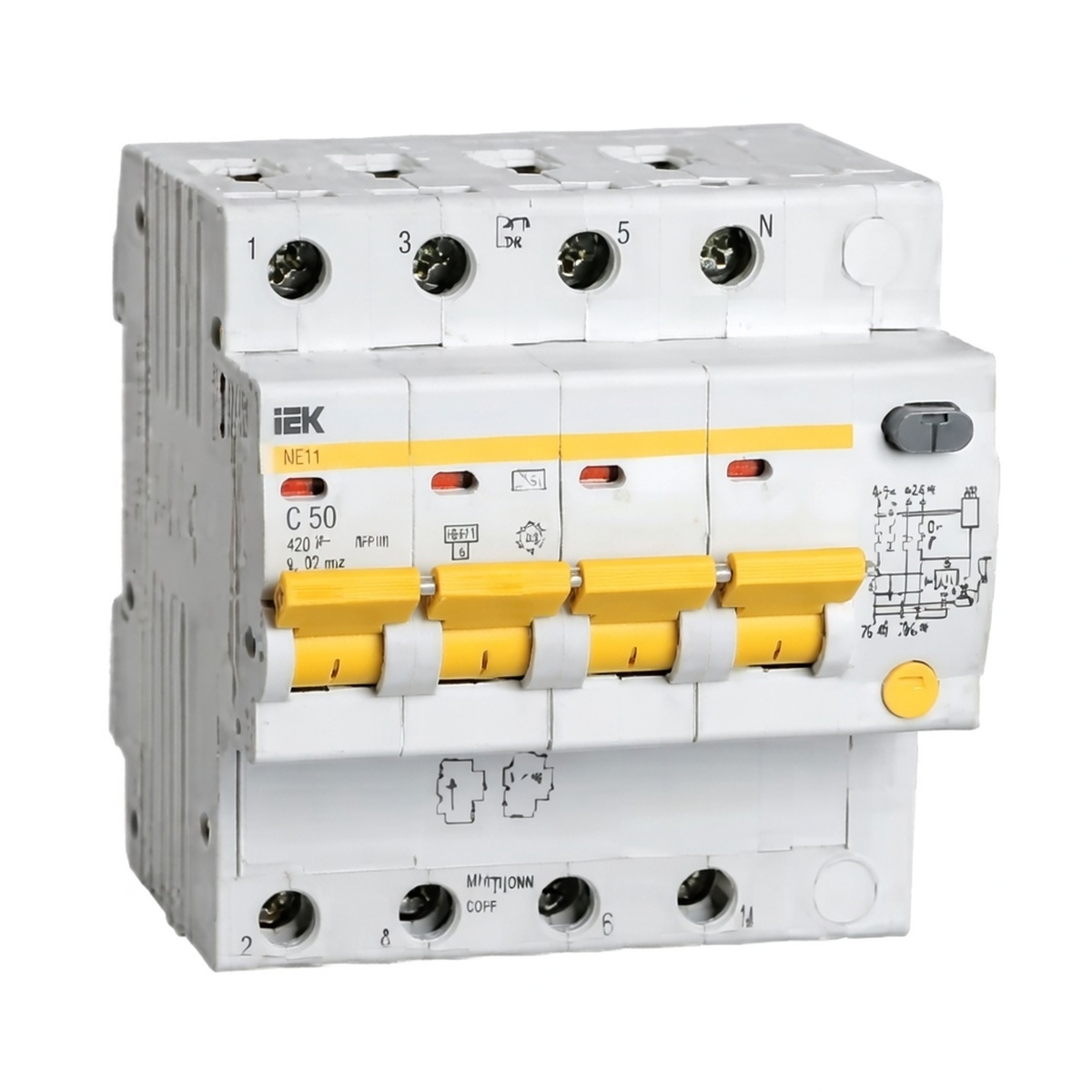 Дифференциальный автоматический выключатель АД14 4P 50 А 30 мА