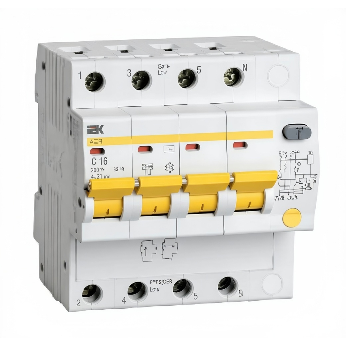 Дифференциальный автоматический выключатель АД14 4P 16 А 30 мА