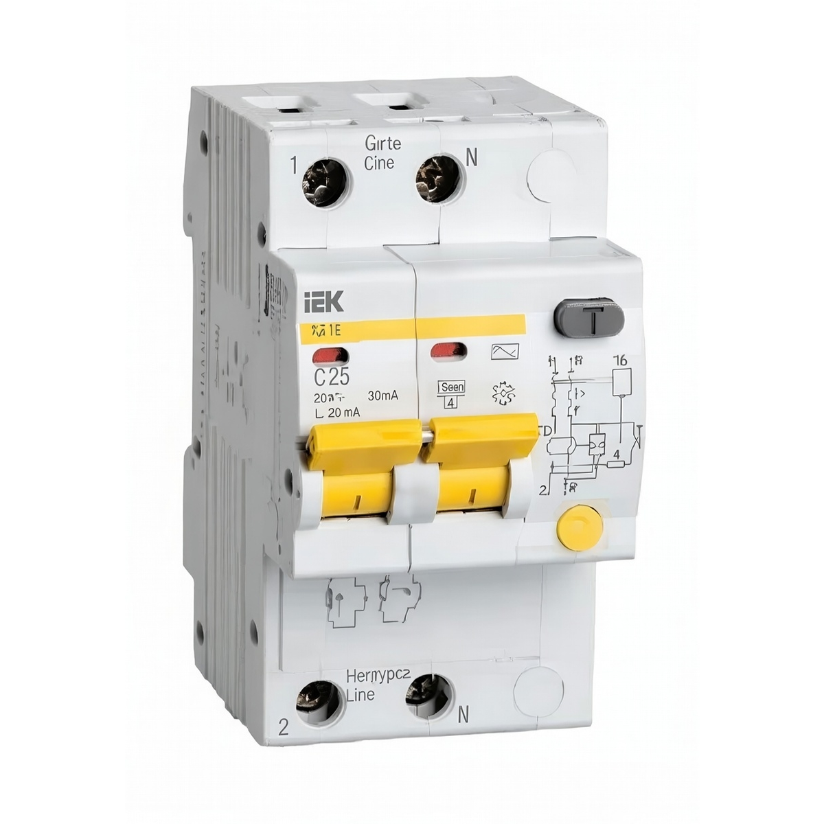 Дифференциальный автоматический выключатель АД12 2P 25 А 30 мА