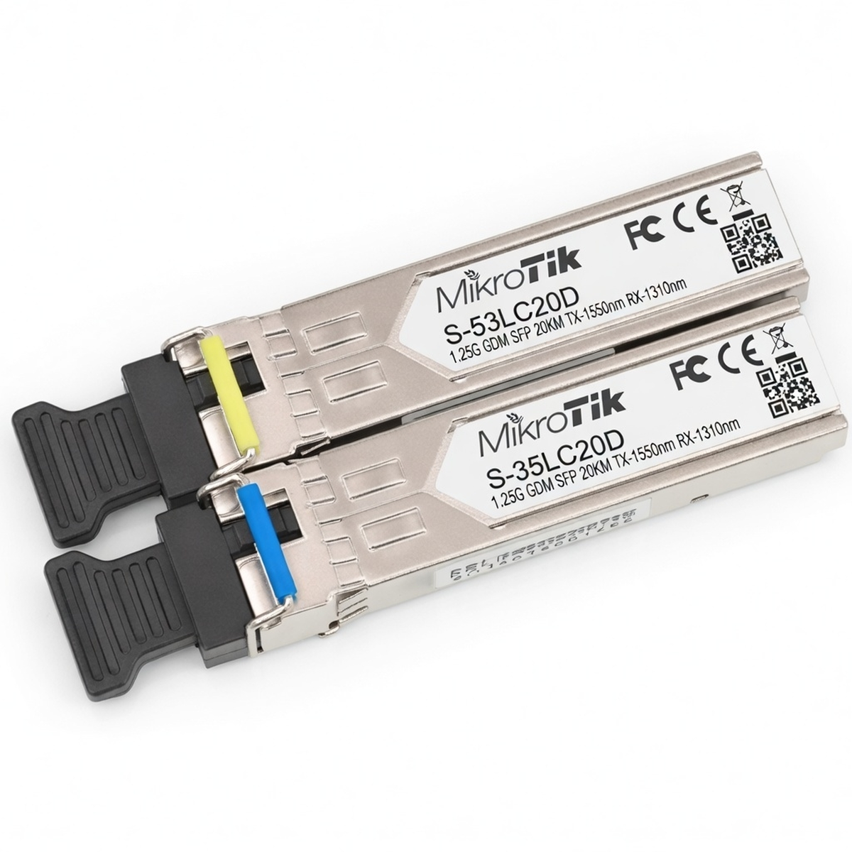 Оптический SFP модуль MikroTik S-3553LC20D, 1.25G, одномодовый, LC-разъём, дальность до 20 км, DDM, пара трансиверов