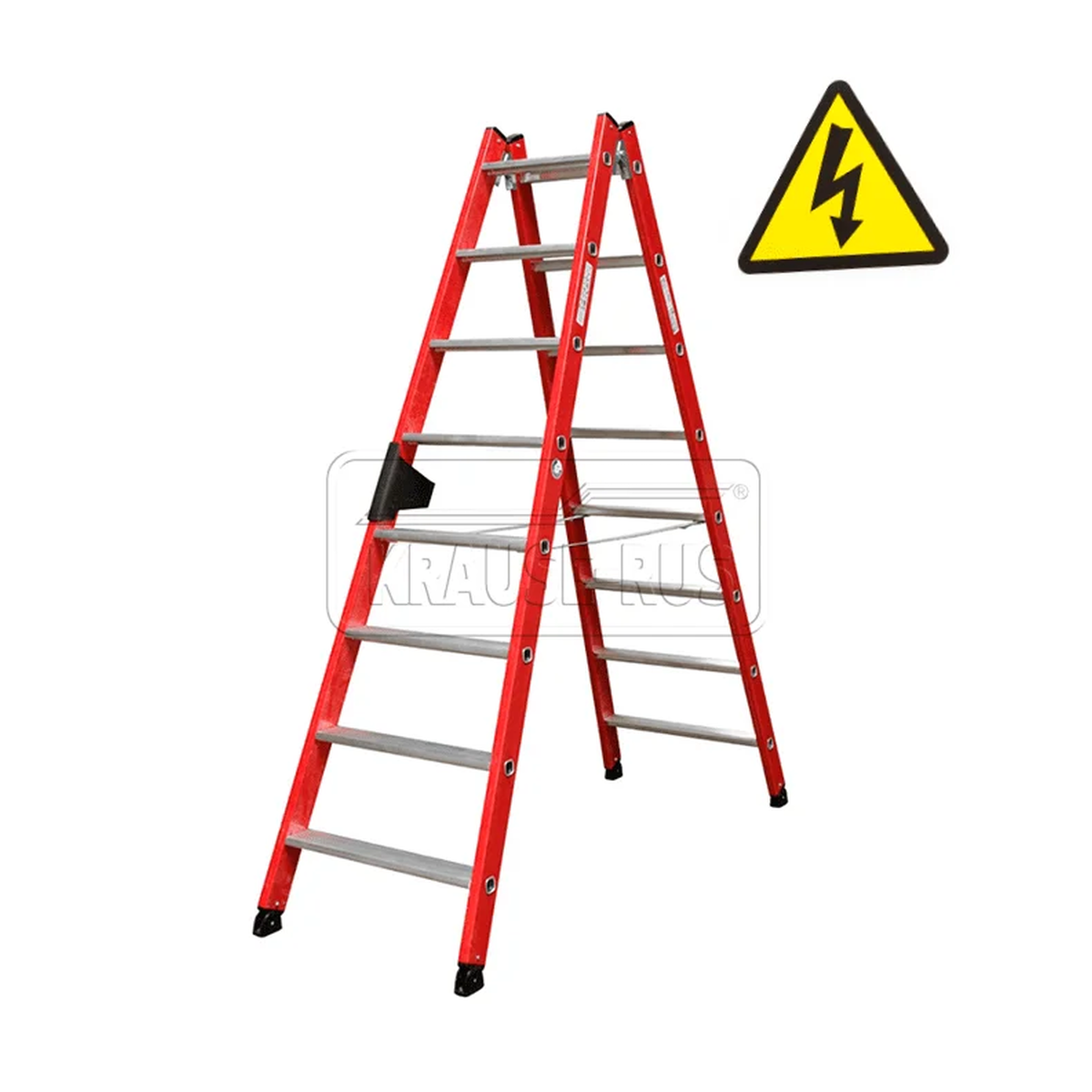 Стремянка диэлектрическая двухсторонняя 2х4 ступени, алюминиевые рифлёные ступени, для электромонтажных работ