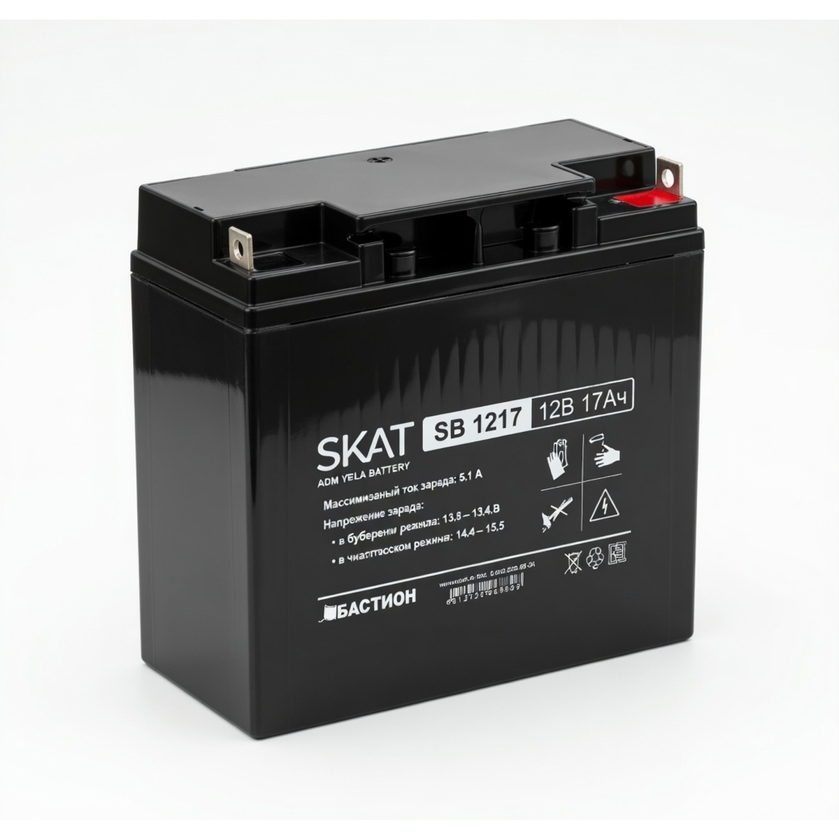 Аккумулятор SKAT SB 1217 12В 17Ач AGM – свинцово-кислотная батарея с клеммами М5, ток заряда 5,1 А