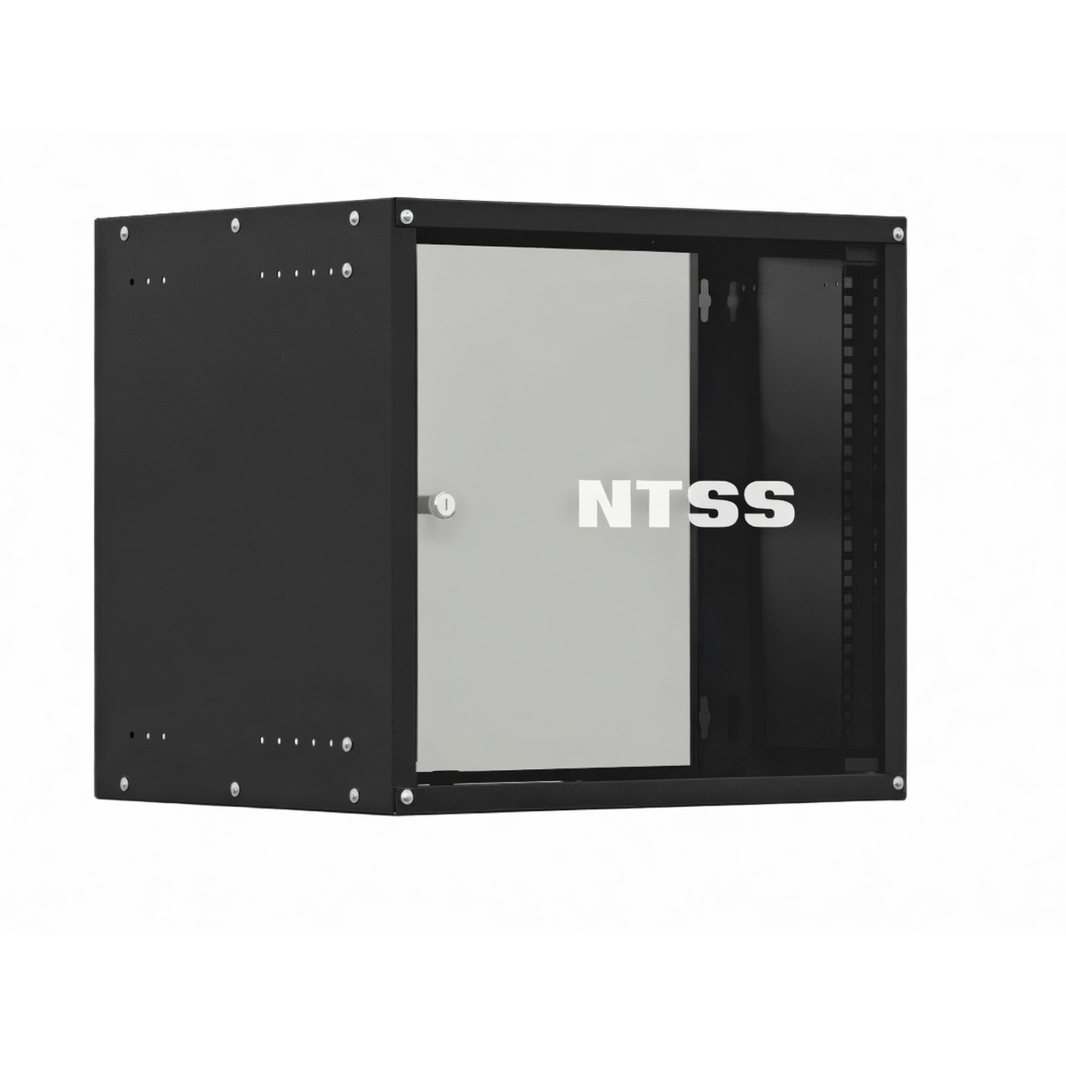 Телекоммуникационный шкаф настенный 19" NTSS LIME 9U 550х450х500 мм, стеклянная дверь, 2 монтажных профиля, несъемные боковые панели, разборный, черный RAL 9005