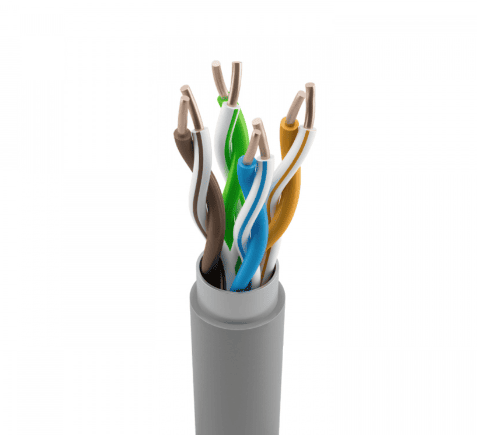 Кабель витая пара NTSS F/UTP 5e 4 пары одножильный 24AWG медь 305м внутренний нг(А)-HF (LSZH) серый