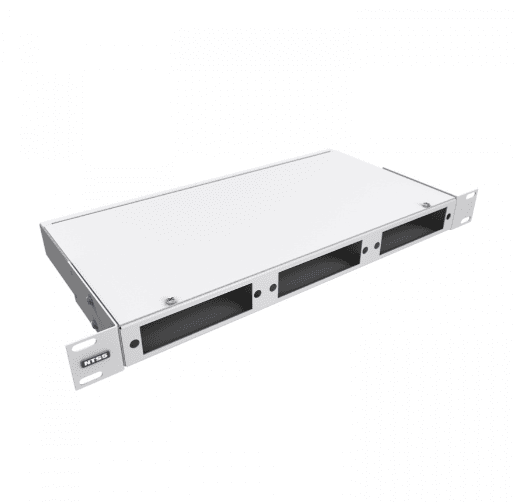 Кросс NTSS оптический 19'' укомплектованный 1U, 4 порта LC/UPC duplex, 9/125 мкм (планки, сплайс-кассета, пигтейлы, КДЗС, адаптеры) серый RAL 7035